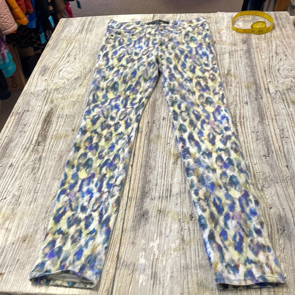 Big Star Alex Skinny Jeans size 25 low Rise Multicolor Print Retro Hippie Denim